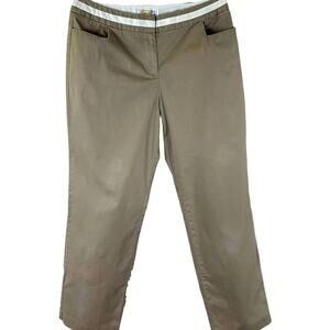 Talbots Petites Stretch Straight Leg Mid Rise Casual Pants Women Size 10 Khaki